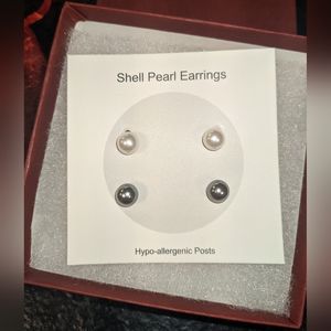2 Pair Pearl Earrings